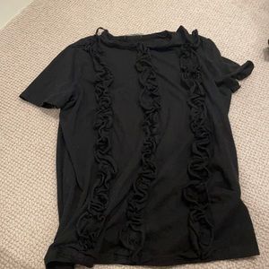 Zara ruffle small black t shirt